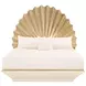 Fantosini Creamy Pearl and Gold Leaf Fan Platform Bedroom Set