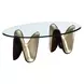 Houston Brushed Gold Oval Glass Top Cocktail Table