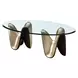 Houston Brushed Gold Oval Glass Top Cocktail Table