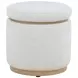 Remuda Ivory Upholstered Round Ottoman with Storage