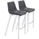 Magnus Black And Brushed Stainless Steel Bar Stool Set Of 2