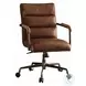 Harith Retro Brown Top Grain Leather Swivel Office Chair