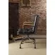 Harith Vintage Blue Leather Upholstered Swivel Office Chair