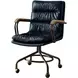 Harith Vintage Blue Leather Upholstered Swivel Office Chair