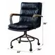Harith Vintage Blue Leather Upholstered Swivel Office Chair