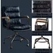 Harith Vintage Blue Leather Upholstered Swivel Office Chair