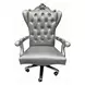 Versailles Silver Upholstered Executive Office Chair with Nailhead Trim