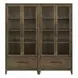 Lake House Harvest Brown 2 Piece Bunching Display Cabinet Set with LED