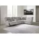 Acklen Place Pewter Performance Fabric 5 Piece Modular Power Reclining Sectional with Pillows and USB Charging