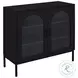Jess Black 2 Door Arched Fluted Glass Accent Cabinet
