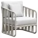Alexa Outdoor Seating White Upholstered Outdoor Lounge Chair with Pillow