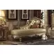 Vendome Gold 81" Chaise with Pillows and Nailhead Trim