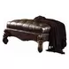 Versailles Dark Brown Upholstered Rectangular Ottoman with Nailhead Trim