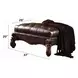 Versailles Dark Brown Upholstered Rectangular Ottoman with Nailhead Trim