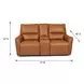 Portland Desert Leather 73" Lay Flat Power Reclining Console Loveseat with Power Headrest and USB Charging