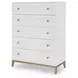 Chelsea White and Gold 5 Drawer Chest