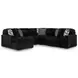 Midnight Madness Onyx 5 Piece Modular Sectional with LAF Corner Chaise