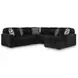 Midnight Madness Onyx 6 Piece Modular Sectional with Chaise