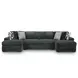Midnight Madness Gunmetal 3 Piece Double Chaise Sectional with Armless Loveseat