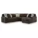 Midnight Madness Chocolate 5 Piece Modular Sectional with Chaise