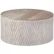 Lorenzo White Wash and Natural Round Travertine Top Coffee Table
