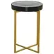 Marilee Deep Blue and Sleek Brushed Gold Round Glass Top Accent Table