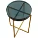 Marilee Deep Blue and Sleek Brushed Gold Round Glass Top Accent Table