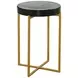 Marilee Deep Blue and Sleek Brushed Gold Round Glass Top Accent Table