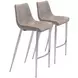 Magnus Gray And Brushed Stainless Steel Bar Stool Set Of 2