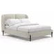 Madera Beige And Modern Walnut Upholstered Panel Bed Room Set
