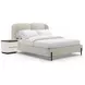 Madera Beige And Modern Walnut Upholstered Panel Bed Room Set