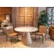 Caldera Light Oak and White Travertine Top 48" Round Dining Table
