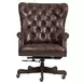 Jefferson Burnished Umber Leather Upholstered Executive Chair with Nailhead Trim and Casters
