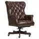 Jefferson Burnished Umber Leather Upholstered Executive Chair with Nailhead Trim and Casters