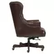 Jefferson Burnished Umber Leather Upholstered Executive Chair with Nailhead Trim and Casters