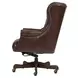 Jefferson Burnished Umber Leather Upholstered Executive Chair with Nailhead Trim and Casters