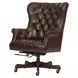 Jefferson Burnished Umber Leather Upholstered Executive Chair with Nailhead Trim and Casters