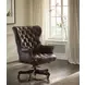 Jefferson Burnished Umber Leather Upholstered Executive Chair with Nailhead Trim and Casters
