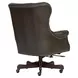 Jefferson Burnished Walnut Leather Upholstered Executive Chair with Nailhead Trim and Casters