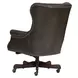 Jefferson Burnished Walnut Leather Upholstered Executive Chair with Nailhead Trim and Casters