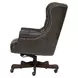 Jefferson Burnished Walnut Leather Upholstered Executive Chair with Nailhead Trim and Casters