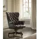 Jefferson Burnished Walnut Leather Upholstered Executive Chair with Nailhead Trim and Casters