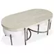 Jennings Edgecomb Gray and Weathered Antique Nickel Oval Occassional Table Set with 2 Ottomans