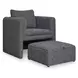 Vreni Charcoal and Black Upholstered Accent Chair with Ottoman