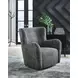 Rowenburg Heather Charcoal Upholstered Swivel Glider Accent Chair