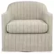 Valwick Cream and Brown Upholstered Swivel Accent Chair