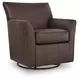 Braydunn Espresso Brown Leather Upholstered Swivel Glider Accent Chair