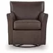 Braydunn Espresso Brown Leather Upholstered Swivel Glider Accent Chair