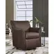 Braydunn Espresso Brown Leather Upholstered Swivel Glider Accent Chair