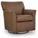 Braydunn Caramel Leather Upholstered Swivel Glider Accent Chair